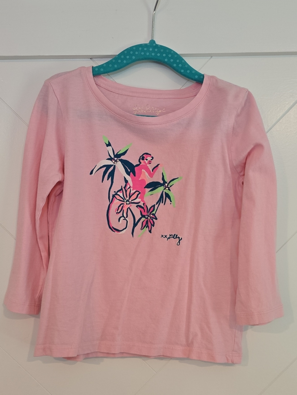 Lilly Pulitzer Pink Long-Sleeve Tee with Tropical Graphic